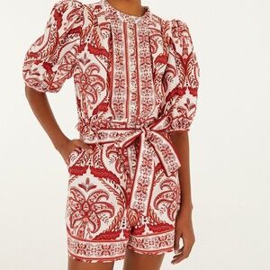 FARM Rio Off-White Tropical Cameo Organic Cotton Romper Size M TROPICAL CAMEO